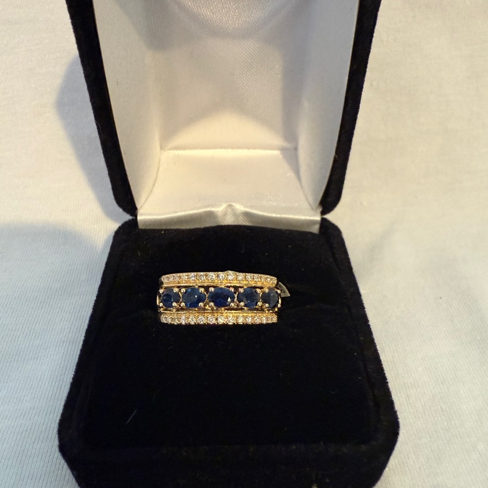 14KT Yellow Gold Sapphire and Diamond Ring